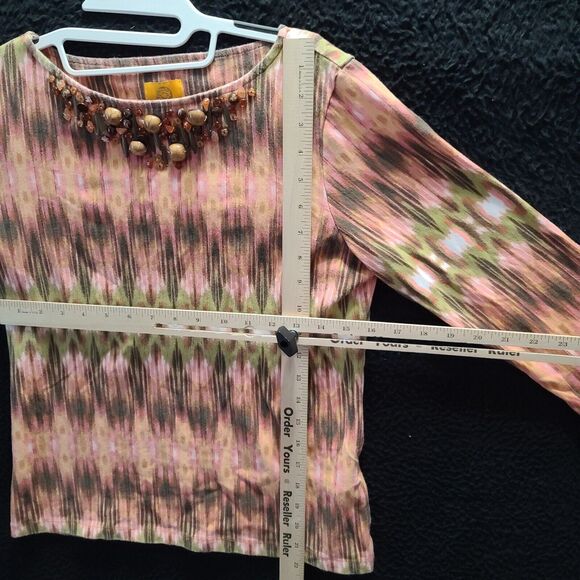 Ruby Rd Womens Top Multi-Color Size Small Cotton Blend Long Sleeve Stretch - Picture 4 of 12